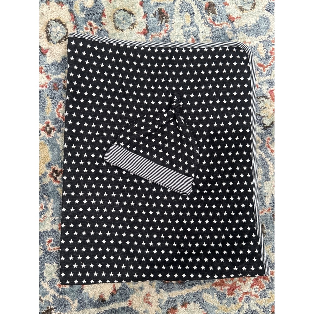 Kapital K Blanket‎ Hat Set Boys 6-9M Black Star Print Striped EUC